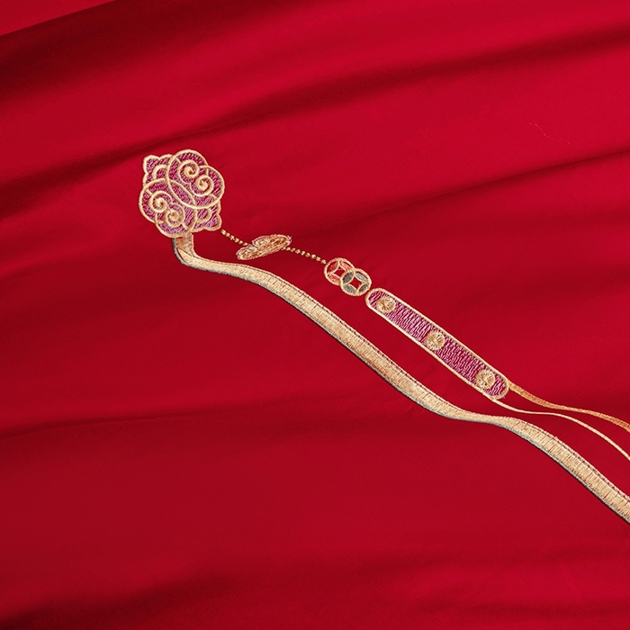 91家纺网 家纺一手货源 找家纺 柏拉图 2025新款100s长绒棉纯棉贡缎提花婚庆系列四件套多件套3 快乐天使