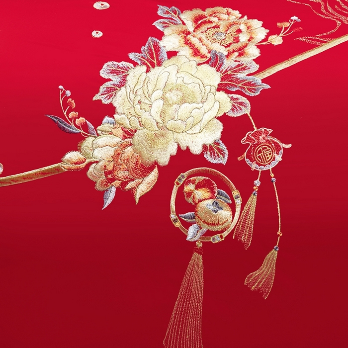 91家纺网 家纺一手货源 找家纺 柏拉图 2025新款100s长绒棉纯棉贡缎提花婚庆系列四件套多件套3 喜事连绵