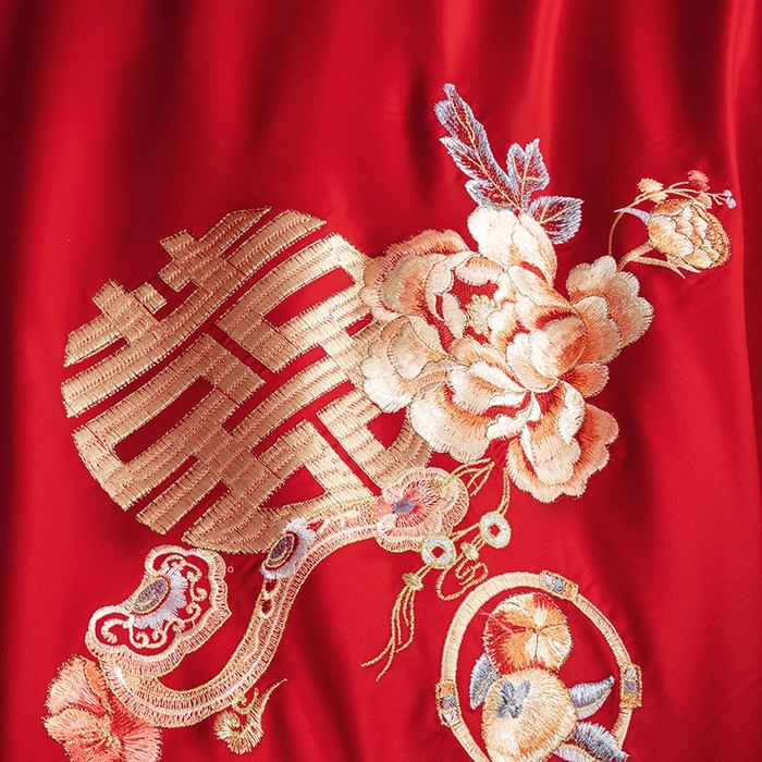 91家纺网 家纺一手货源 找家纺 柏拉图 2025新款100s长绒棉纯棉贡缎提花婚庆系列四件套多件套3 喜事连绵