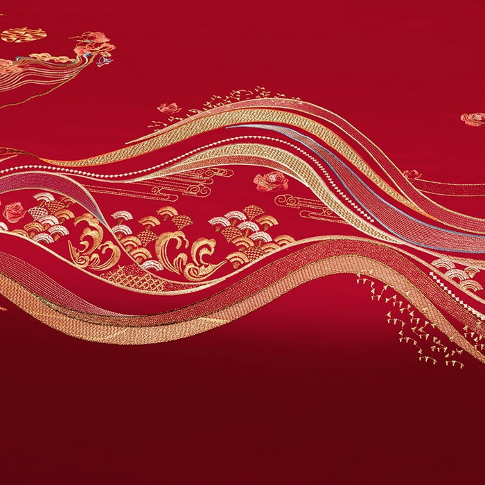 91家纺网 家纺一手货源 找家纺 柏拉图 2025新款100s长绒棉纯棉贡缎提花婚庆系列四件套多件套3 花烛红妆