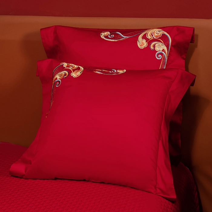 91家纺网 家纺一手货源 找家纺 柏拉图 2025新款100s长绒棉纯棉贡缎提花婚庆系列四件套多件套3 龙凤瑞彩