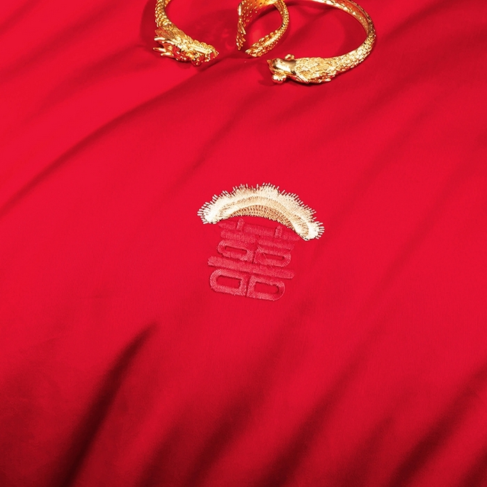 91家纺网 家纺一手货源 找家纺 柏拉图 2025新款100s长绒棉纯棉贡缎提花婚庆系列四件套多件套3 东方喜事