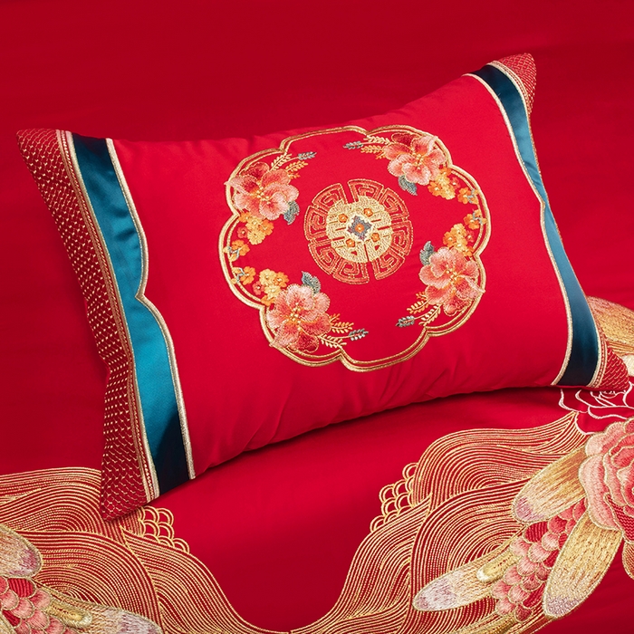 91家纺网 家纺一手货源 找家纺 柏拉图 2025新款100s长绒棉纯棉贡缎提花婚庆系列四件套多件套3 朵朵爱恋