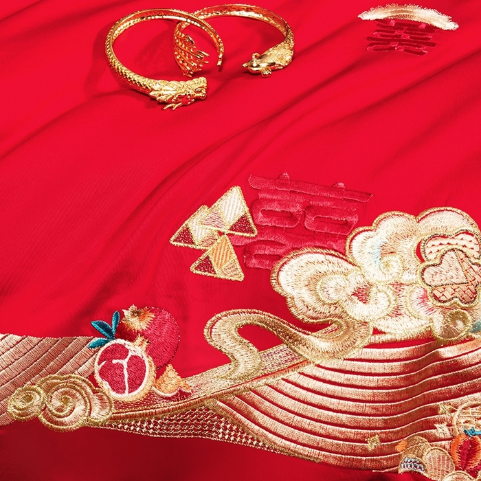 91家纺网 家纺一手货源 找家纺 柏拉图 2025新款100s长绒棉纯棉贡缎提花婚庆系列四件套多件套3 东方喜事