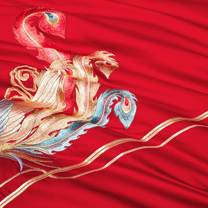 91家纺网 家纺一手货源 找家纺 柏拉图 2025新款100s长绒棉纯棉贡缎提花婚庆系列四件套多件套3 传承龙凤