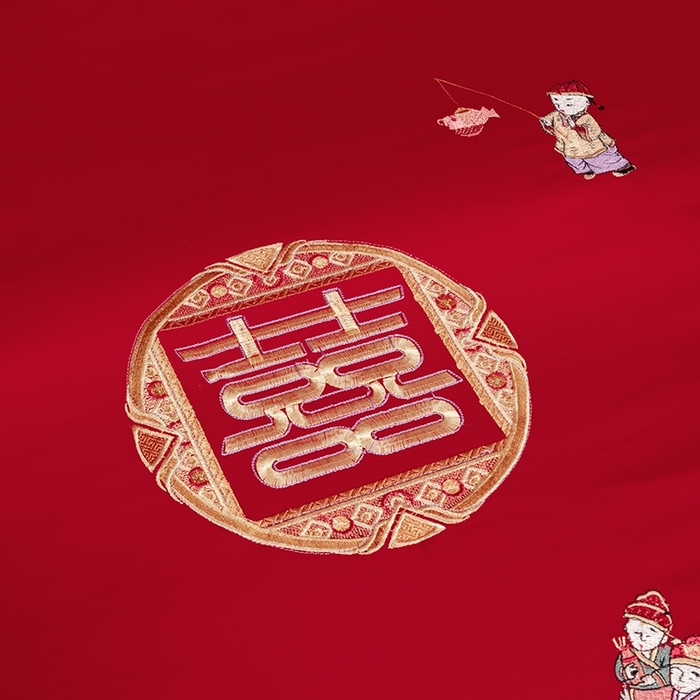 91家纺网 家纺一手货源 找家纺 柏拉图 2025新款100s长绒棉纯棉贡缎提花婚庆系列四件套多件套3 快乐天使