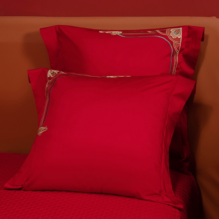 91家纺网 家纺一手货源 找家纺 柏拉图 2025新款100s长绒棉纯棉贡缎提花婚庆系列四件套多件套3 锦绣年华