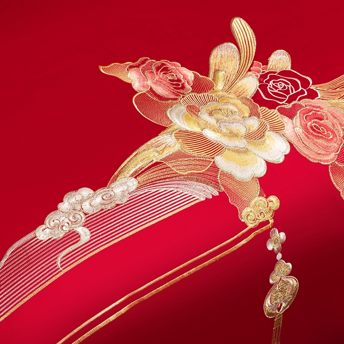 91家纺网 家纺一手货源 找家纺 柏拉图 2025新款100s长绒棉纯棉贡缎提花婚庆系列四件套多件套3 朵朵爱恋