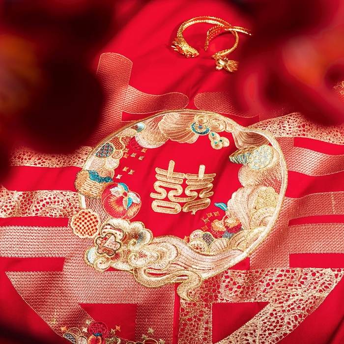 91家纺网 家纺一手货源 找家纺 柏拉图 2025新款100s长绒棉纯棉贡缎提花婚庆系列四件套多件套3 东方喜事