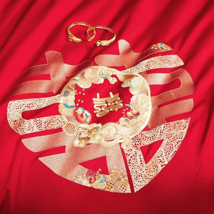 91家纺网 家纺一手货源 找家纺 柏拉图 2025新款100s长绒棉纯棉贡缎提花婚庆系列四件套多件套3 东方喜事