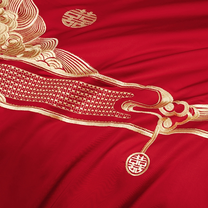 91家纺网 家纺一手货源 找家纺 柏拉图 2025新款100s长绒棉纯棉贡缎提花婚庆系列四件套多件套3 锦绣年华