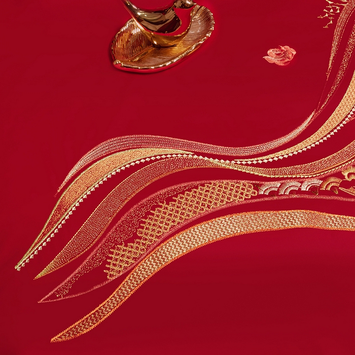 91家纺网 家纺一手货源 找家纺 柏拉图 2025新款100s长绒棉纯棉贡缎提花婚庆系列四件套多件套3 花烛红妆