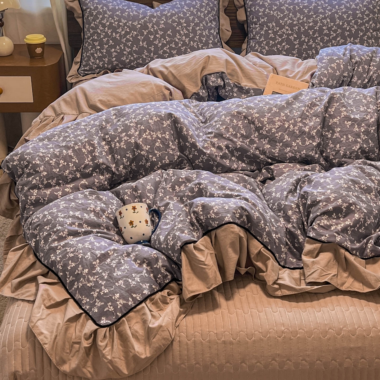 美梦家纺 2025新款亲肤舒适高克重云感棉床盖四件套 图南·紫