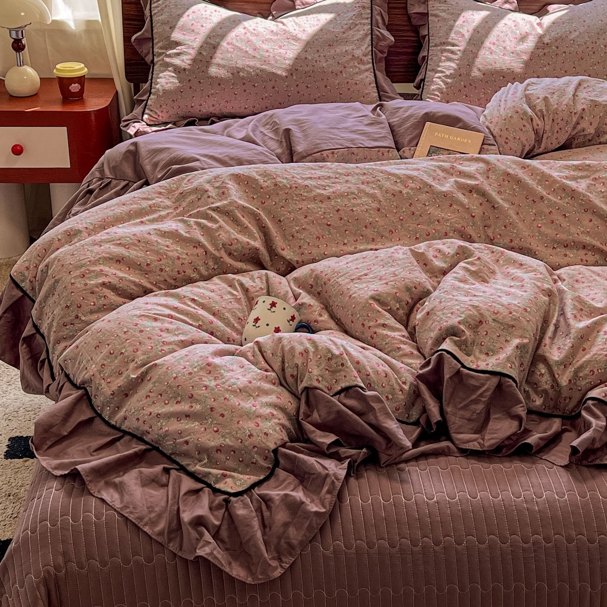 美梦家纺 2025新款亲肤舒适高克重云感棉床盖四件套 樱桃季