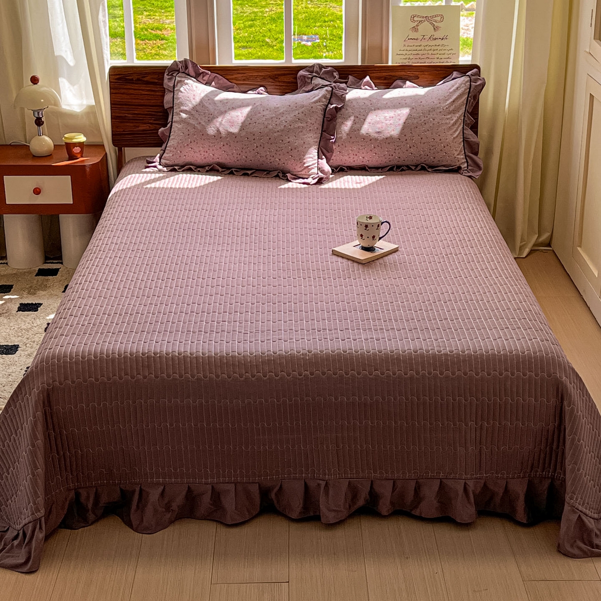 91家纺网 家纺一手货源 找家纺 美梦家纺 2025新款亲肤舒适高克重云感棉床盖四件套 樱桃季