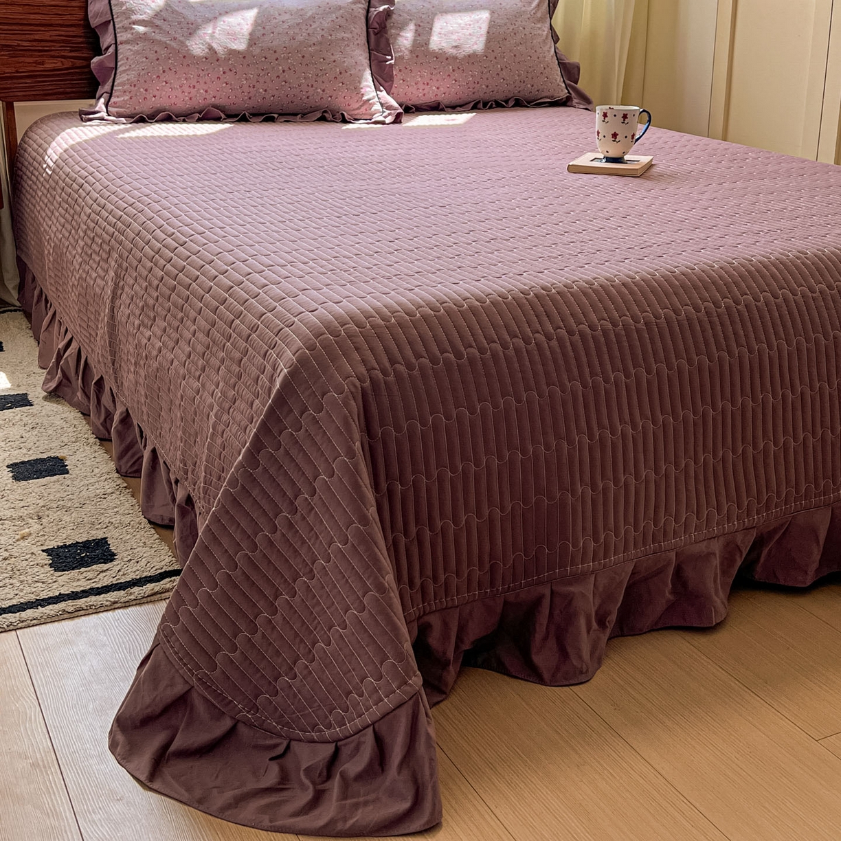 91家纺网 家纺一手货源 找家纺 美梦家纺 2025新款亲肤舒适高克重云感棉床盖四件套 樱桃季