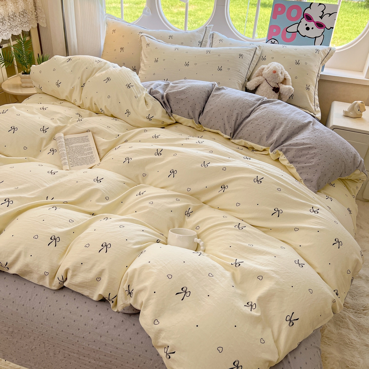 91家纺网 家纺一手货源 找家纺 韩后家纺 2025新款水洗棉印花系列四件套 舒芙蕾