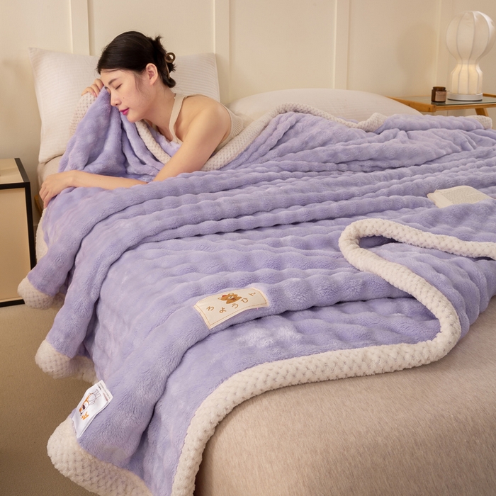 91家纺网 家纺一手货源 找家纺 爱彼家纺 2025秋冬新款玉兔云绒毛毯毯子午睡毯玉兔云绒系列 玉兔云绒-芋紫