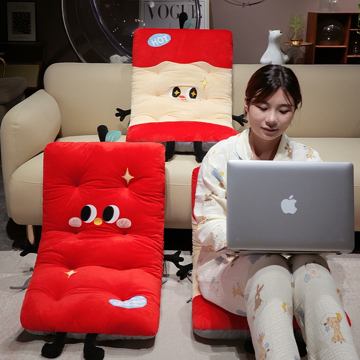 91家纺网 家纺一手货源 找家纺 仟亿莱 2025新款大眼红苹果连体坐垫 组合图仅供参考不可下单