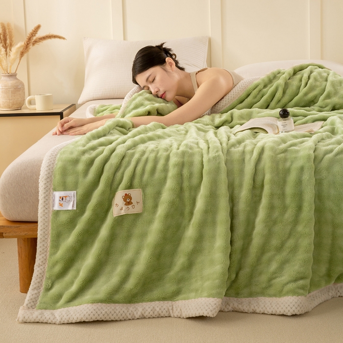91家纺网 家纺一手货源 找家纺 爱彼家纺 2025秋冬新款玉兔云绒毛毯毯子午睡毯玉兔云绒系列 玉兔云绒-茶绿