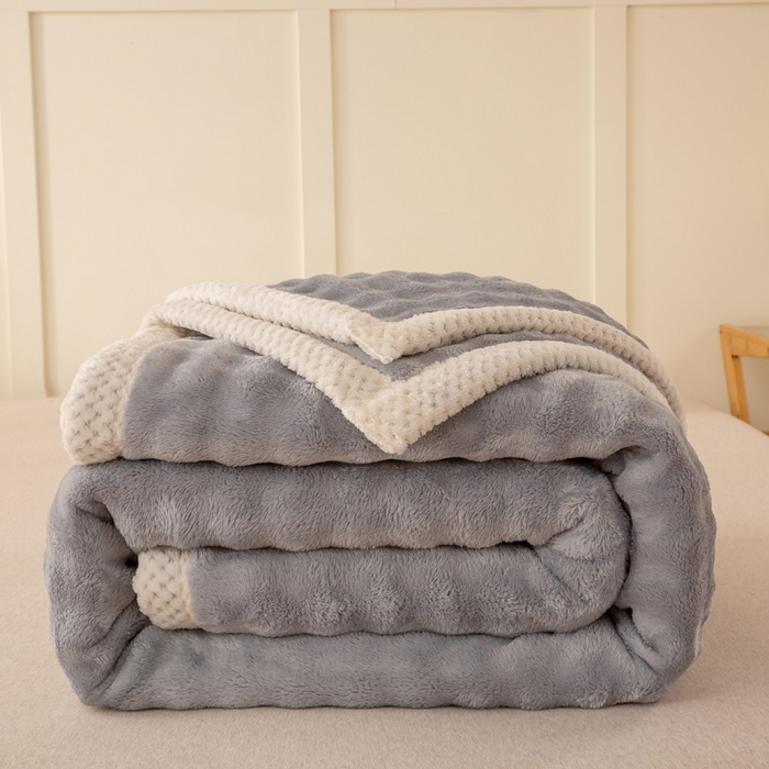 91家纺网 家纺一手货源 找家纺 爱彼家纺 2025秋冬新款玉兔云绒毛毯毯子午睡毯玉兔云绒系列 玉兔云绒-浅灰