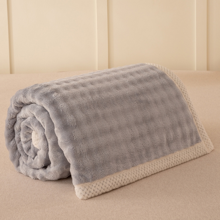 91家纺网 家纺一手货源 找家纺 爱彼家纺 2025秋冬新款玉兔云绒毛毯毯子午睡毯玉兔云绒系列 玉兔云绒-浅灰