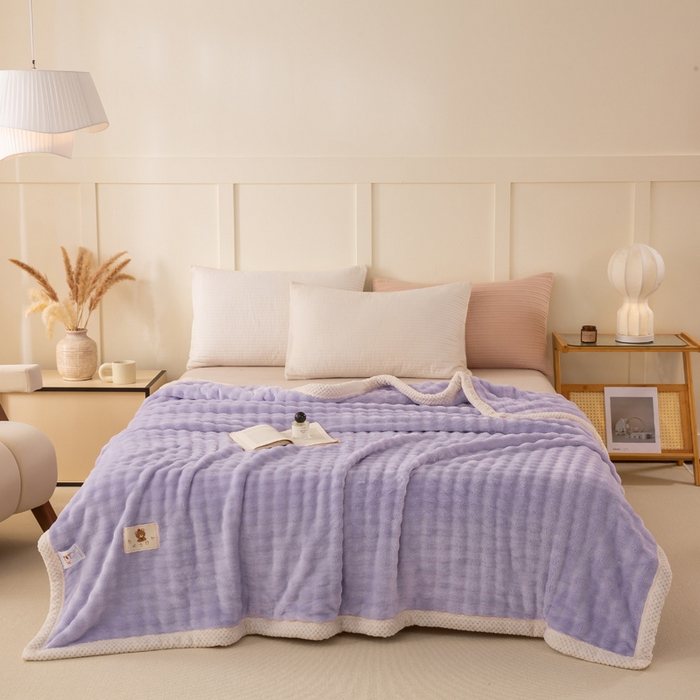 91家纺网 家纺一手货源 找家纺 爱彼家纺 2025秋冬新款玉兔云绒毛毯毯子午睡毯玉兔云绒系列 玉兔云绒-芋紫