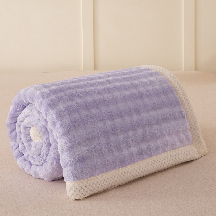 91家纺网 家纺一手货源 找家纺 爱彼家纺 2025秋冬新款玉兔云绒毛毯毯子午睡毯玉兔云绒系列 玉兔云绒-芋紫