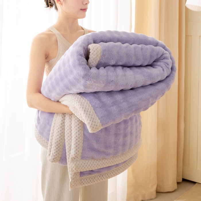 91家纺网 家纺一手货源 找家纺 爱彼家纺 2025秋冬新款玉兔云绒毛毯毯子午睡毯玉兔云绒系列 玉兔云绒-芋紫