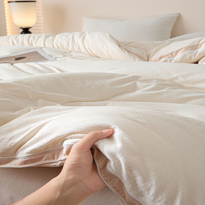 91家纺网 家纺一手货源 找家纺 （总）秋泽家纺 2025新款皱皱纱提花子母被被子被芯