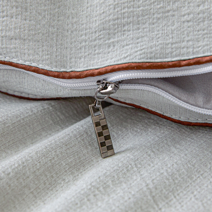 91家纺网 家纺一手货源 找家纺 秋泽家纺 2025新款皱皱纱提花子母被被子被芯 浅灰