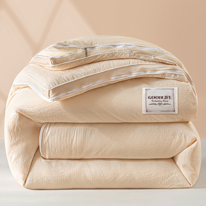 91家纺网 家纺一手货源 找家纺 秋泽家纺 2025新款皱皱纱提花子母被被子被芯 浅咖