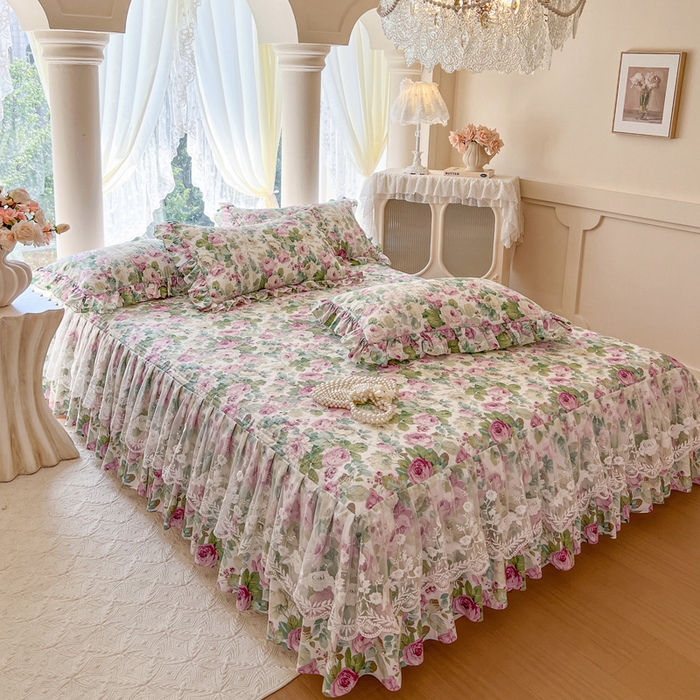 91家纺网 家纺一手货源 找家纺 （总）瑞宝 2025新款13372全棉印花花边床裙三件套