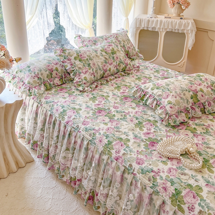 91家纺网 家纺一手货源 找家纺 （总）瑞宝 2025新款13372全棉印花花边床裙三件套