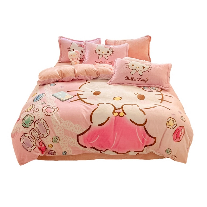 91家纺网 家纺一手货源 找家纺 （总）金爱家 2025新款正版三丽鸥授权大版卡通平网数码印花加厚高克重牛奶绒系列四件套-第二批