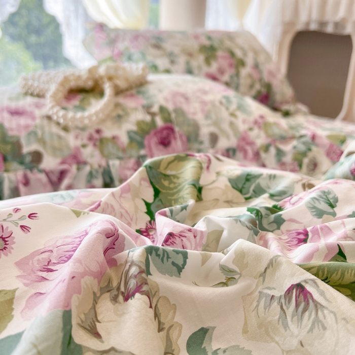 91家纺网 家纺一手货源 找家纺 瑞宝 2025新款13372全棉印花花边床裙三件套 爱丽丝