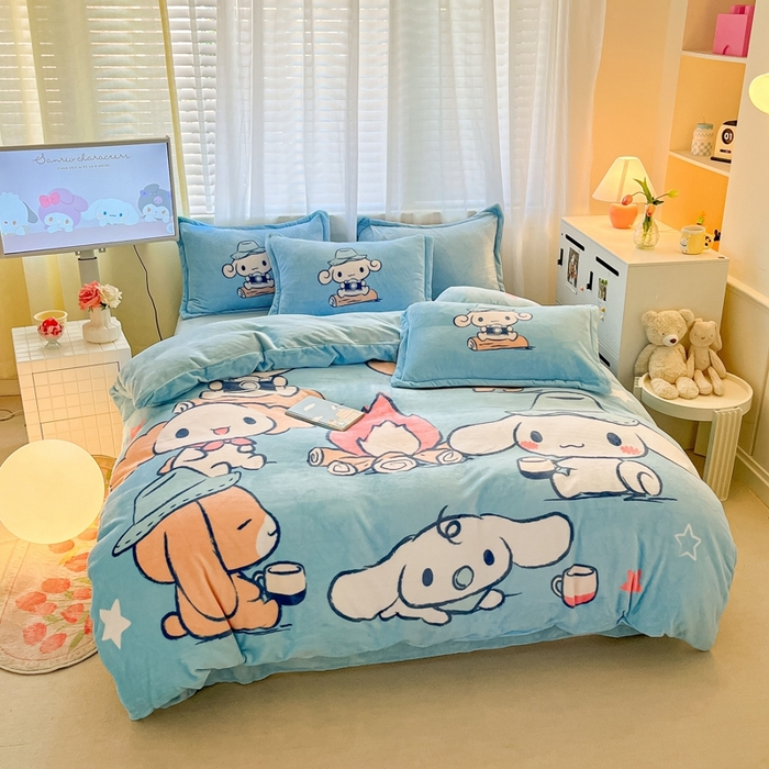 金爱家 2025新款正版三丽鸥授权大版卡通平网数码印花加厚高克重牛奶绒系列四件套-第二批 伙伴玉桂狗