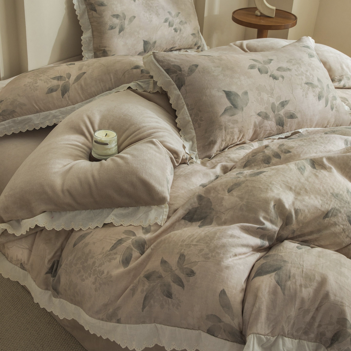 91家纺网 家纺一手货源 找家纺 （总）大境 2025秋冬新款A类全棉双层纱棉加牛奶绒四件套韩版公主风