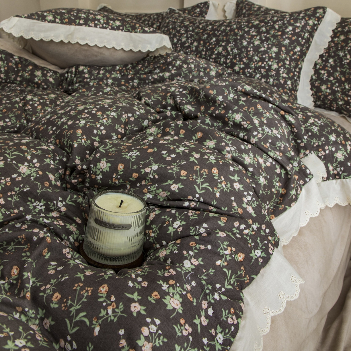 91家纺网 家纺一手货源 找家纺 大境 2025秋冬新款A类全棉双层纱棉加牛奶绒四件套韩版公主风 春野