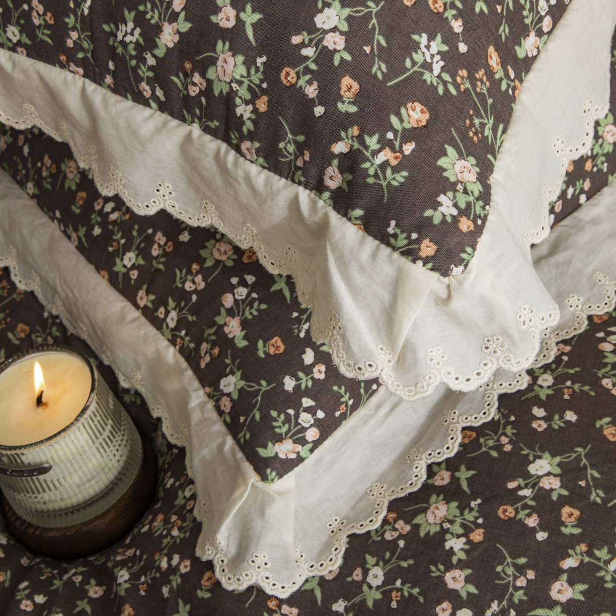 91家纺网 家纺一手货源 找家纺 大境 2025秋冬新款A类全棉双层纱棉加牛奶绒四件套韩版公主风 春野