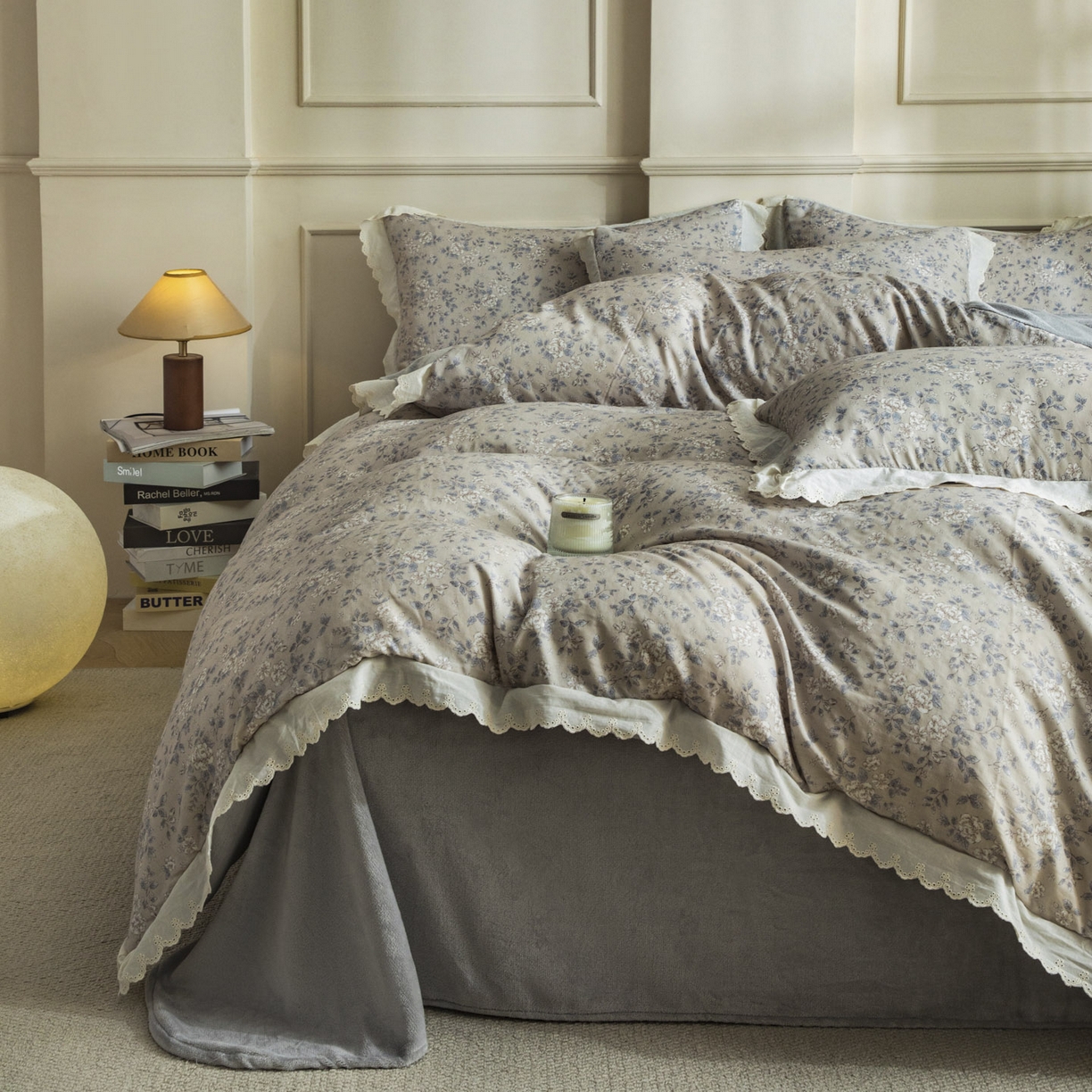 91家纺网 家纺一手货源 找家纺 大境 2025秋冬新款A类全棉双层纱棉加牛奶绒四件套韩版公主风 秋屿