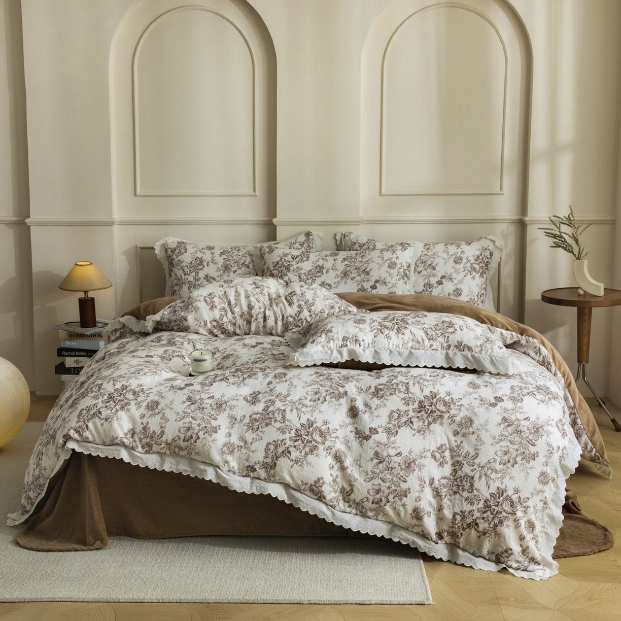 91家纺网 家纺一手货源 找家纺 大境 2025秋冬新款A类全棉双层纱棉加牛奶绒四件套韩版公主风 映秋