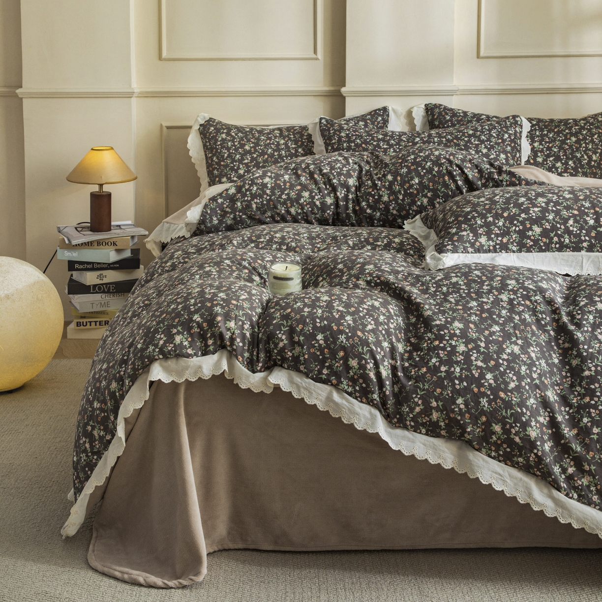 91家纺网 家纺一手货源 找家纺 （总）大境 2025秋冬新款A类全棉双层纱棉加牛奶绒四件套韩版公主风