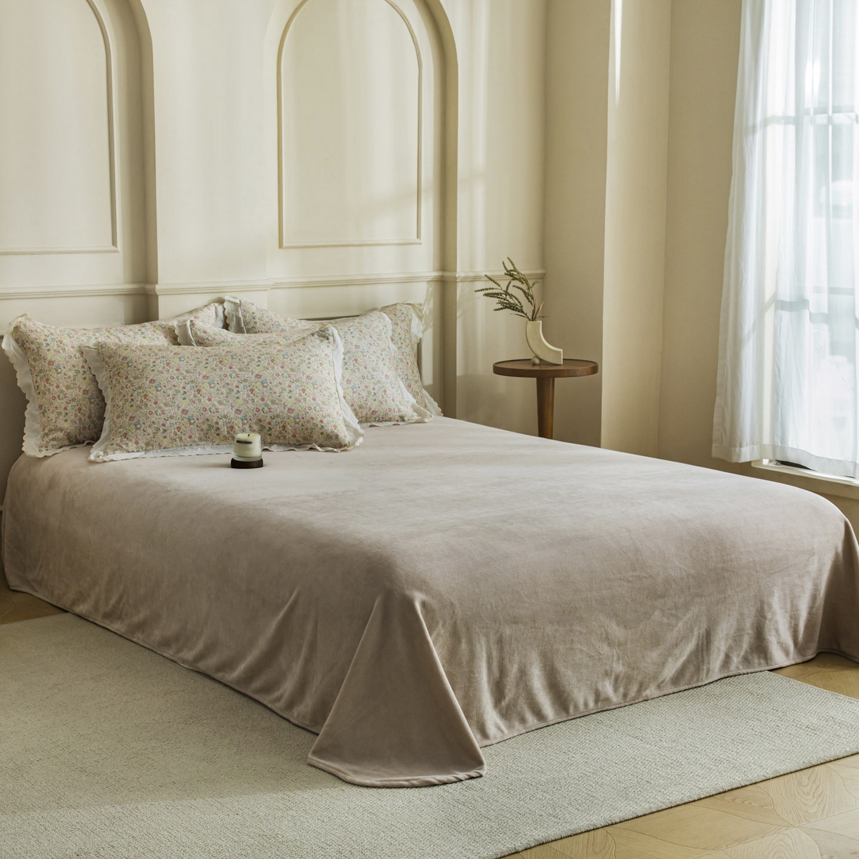 91家纺网 家纺一手货源 找家纺 大境 2025秋冬新款A类全棉双层纱棉加牛奶绒四件套韩版公主风 奈斯