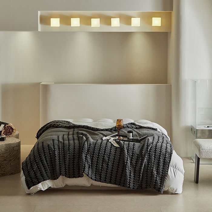 91家纺网 家纺一手货源 找家纺 温宁家纺 2025新款步步高被套毯毛毯盖毯三件套单被套可配枕套 三件套-步步高复古灰