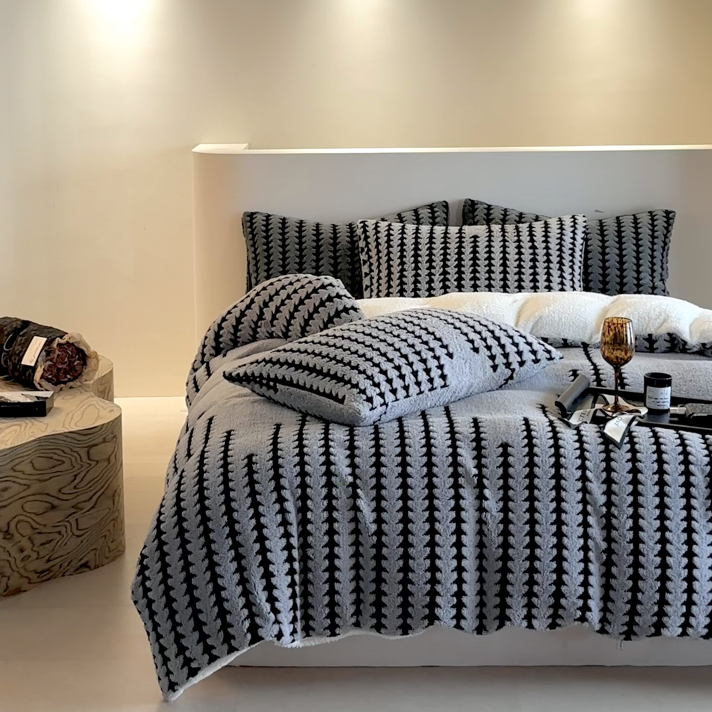 91家纺网 家纺一手货源 找家纺 温宁家纺 2025新款步步高被套毯毛毯盖毯三件套单被套可配枕套 三件套-步步高雾蓝