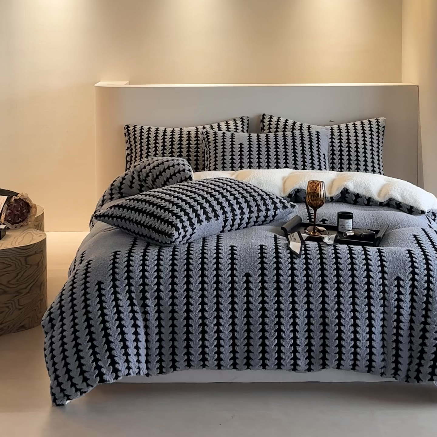 91家纺网 家纺一手货源 找家纺 温宁家纺 2025新款步步高被套毯毛毯盖毯三件套单被套可配枕套 三件套-步步高银灰