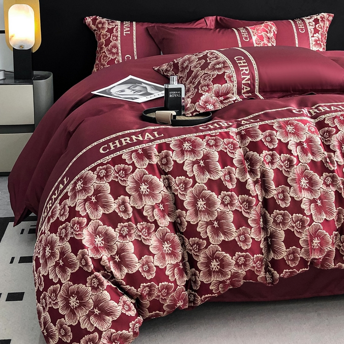 91家纺网 家纺一手货源 找家纺 （总）悦织湾家纺 2025新款水洗冰丝浮雕刺绣四件套-浮雕梅影轻奢时尚三4件套