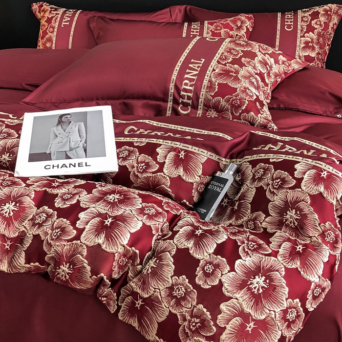 91家纺网 家纺一手货源 找家纺 （总）悦织湾家纺 2025新款水洗冰丝浮雕刺绣四件套-浮雕梅影轻奢时尚三4件套