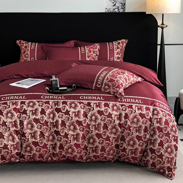 91家纺网 家纺一手货源 找家纺 （总）悦织湾家纺 2025新款水洗冰丝浮雕刺绣四件套-浮雕梅影轻奢时尚三4件套